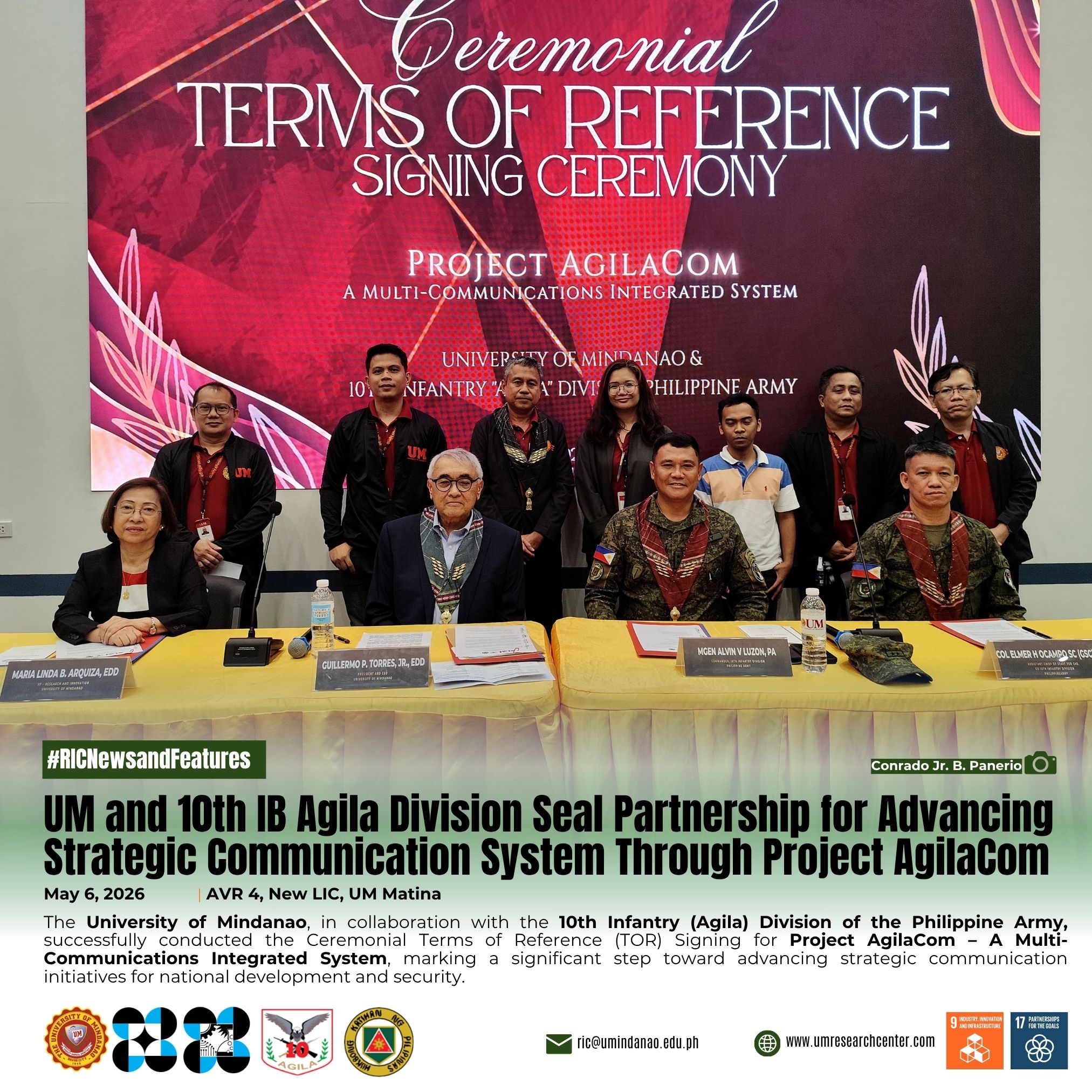 UM and 10th IB Agila Division Seal Partnership for Advancing Strategic Communication System Through Project AgilaCom